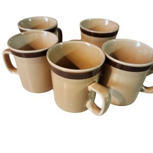 Vintage Ginger Stoneware Japan (5) coffee cups mugs 8 Oz.
